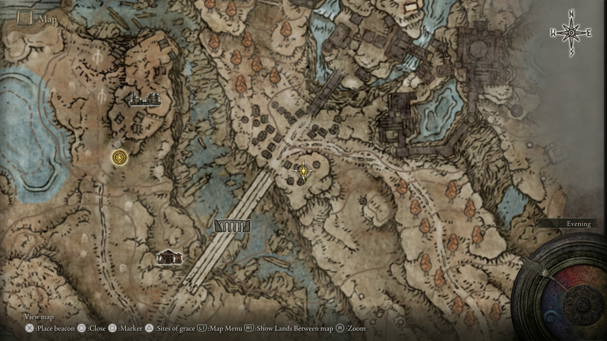 A map showing the location of armor in Elden Ring: Shadow of the Erdtree