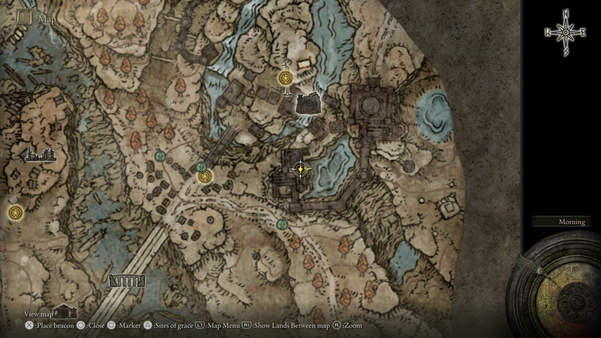 A map showing the location of armor in Elden Ring: Shadow of the Erdtree