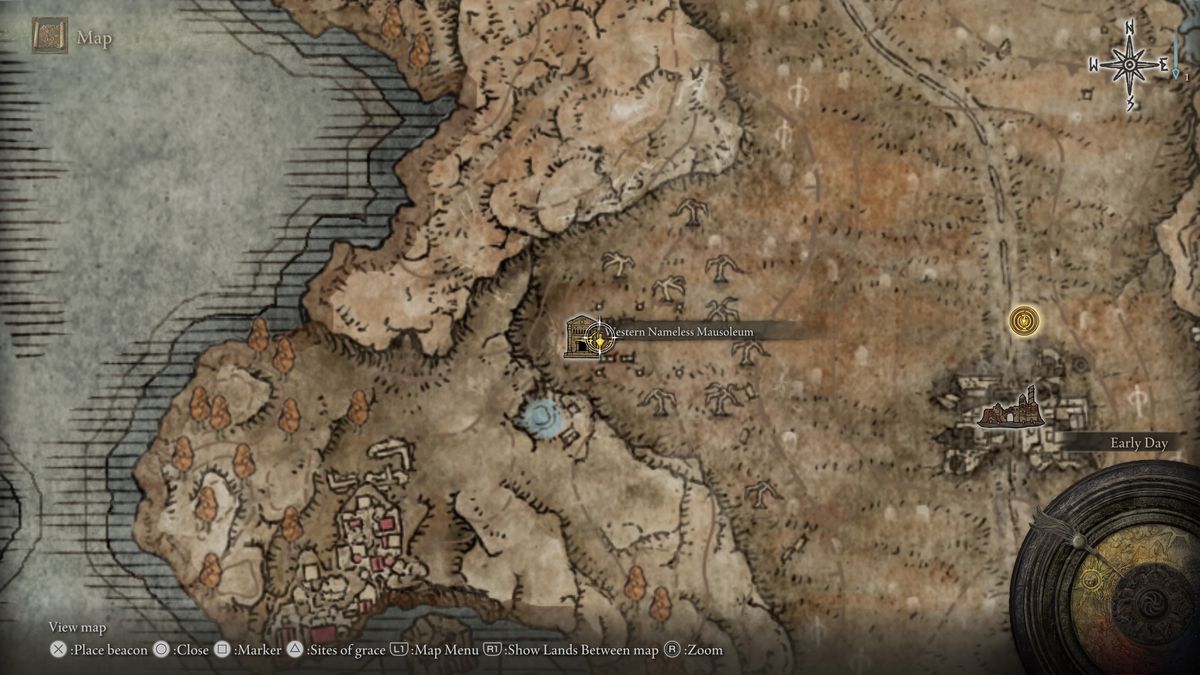 A map showing the location of a boss in Elden Ring: Shadow of the Erdtree