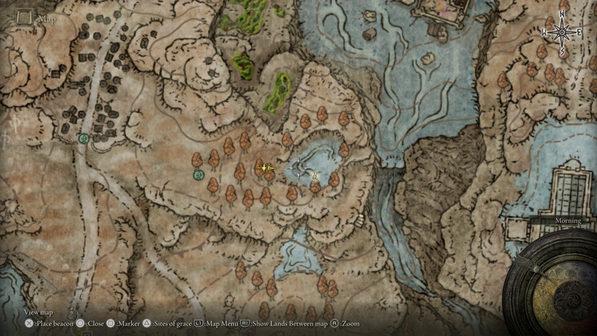 A map showing the location of armor in Elden Ring: Shadow of the Erdtree