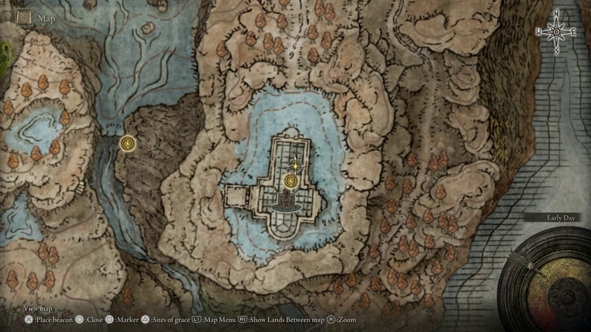 A map showing the location of a weapon in Elden Ring: Shadow of the Erdtree