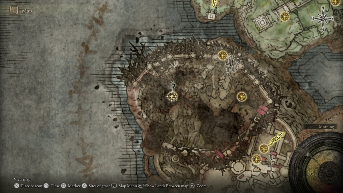 A map showing the location of armor in Elden Ring: Shadow of the Erdtree