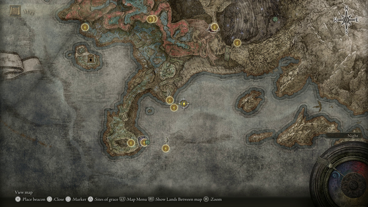 A map showing the location of a boss in Elden Ring: Shadow of the Erdtree