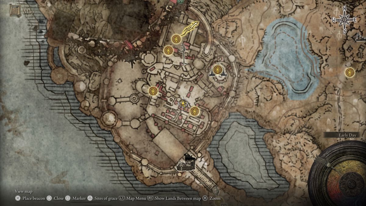 A map showing the location of a boss in Elden Ring: Shadow of the Erdtree