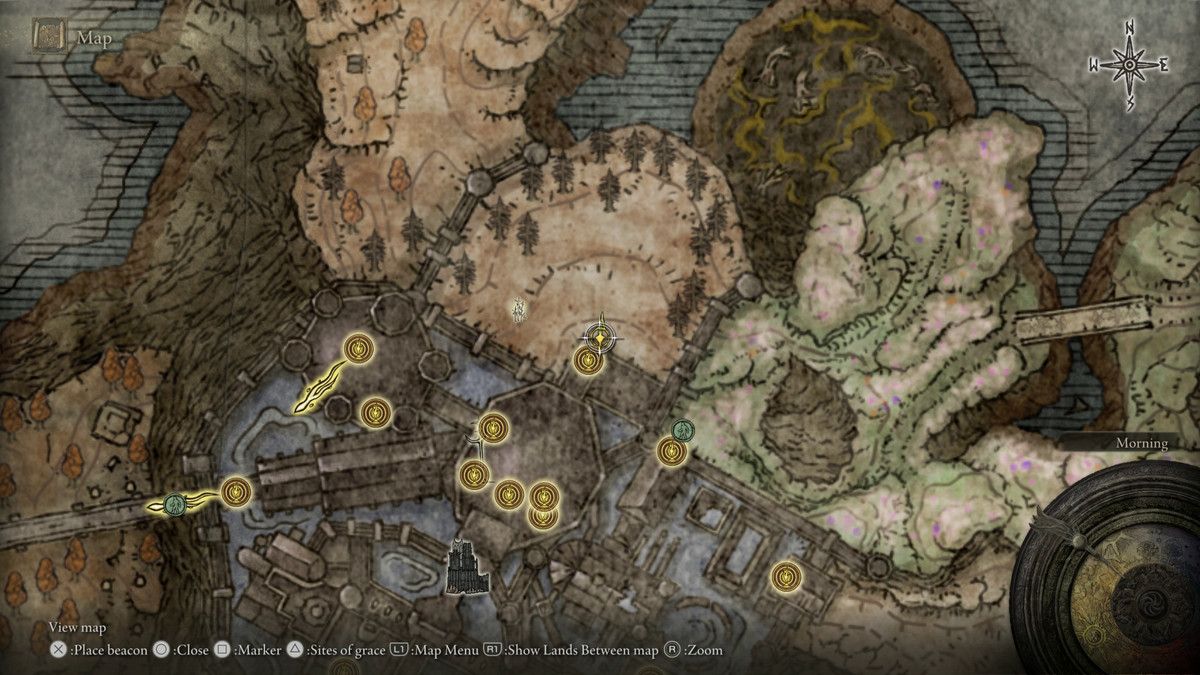 A map showing the location of a boss in Elden Ring: Shadow of the Erdtree