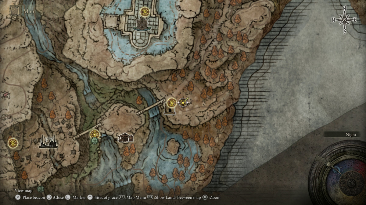 A map showing the location of a boss in Elden Ring: Shadow of the Erdtree