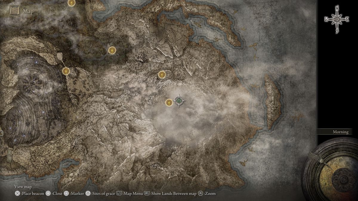 A map shows the location of Bayle the Dread in Elden Ring DLC