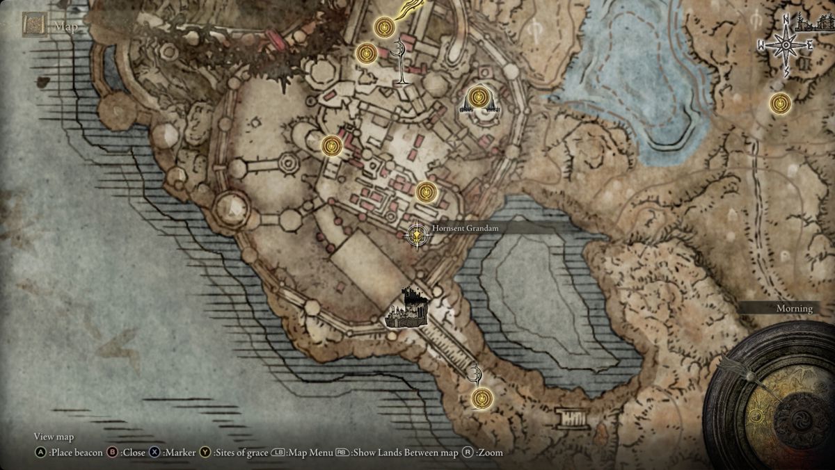 A map showing the location of a spell in Elden Ring: Shadow of the Erdtree